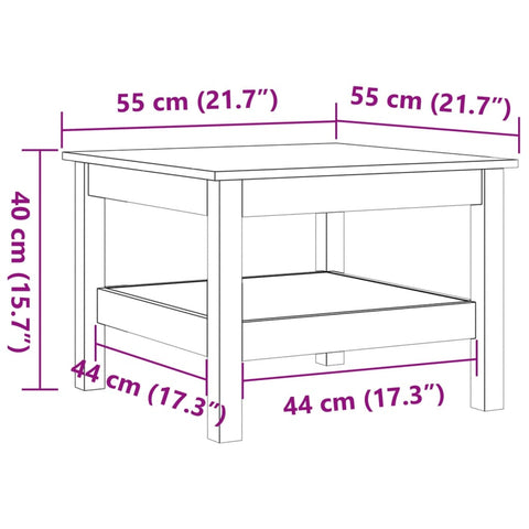 vidaXL Coffee Table Wax Brown 55x55x40 cm Solid Wood Pine