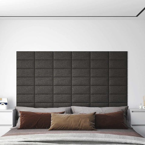 vidaXL Wall Headboard 12 pcs Dark Grey 30 x 15 cm Fabric
