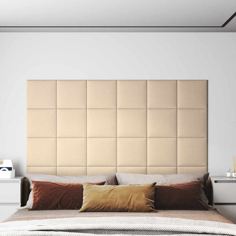 vidaXL Wall Headboard 12 pcs Cream 30 x 30 cm Fabric