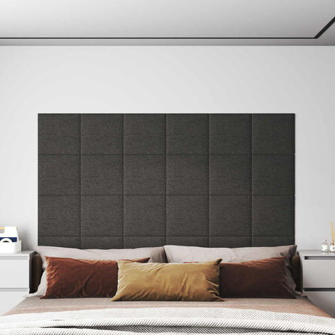 vidaXL Wall Headboard 12 pcs Dark Grey 30 x 30 cm Fabric