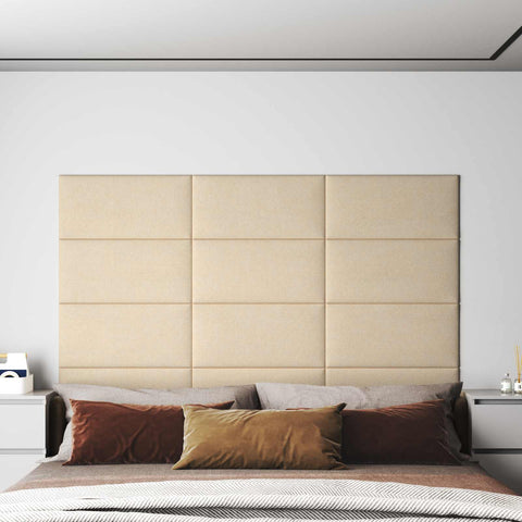 vidaXL Wall Headboard 12 pcs Cream 60 x 30 cm Fabric