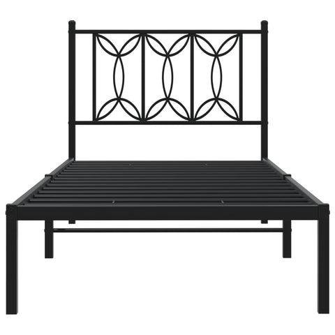 vidaXL Metal Bed Frame without Mattress with Headboard Black 80x200cm