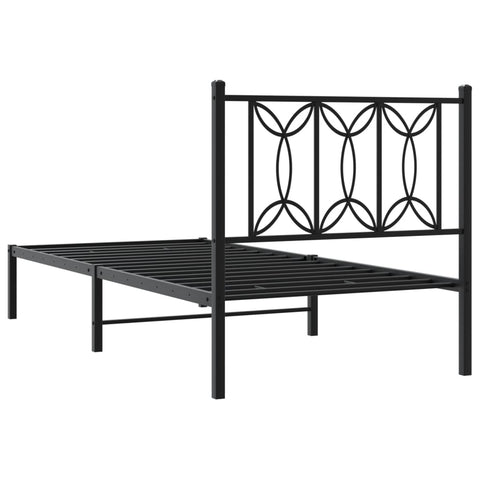 vidaXL Metal Bed Frame without Mattress with Headboard Black 80x200cm