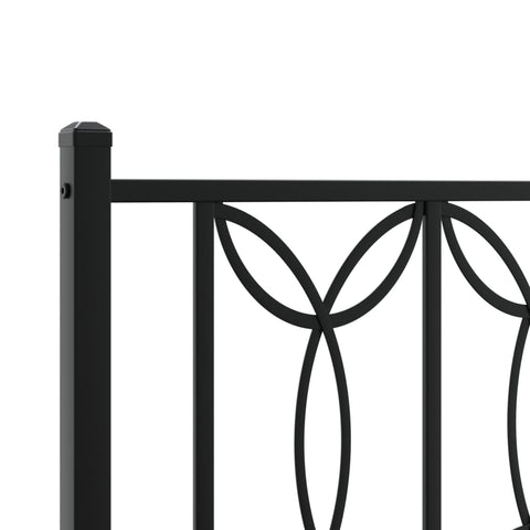 vidaXL Metal Bed Frame without Mattress with Headboard Black 80x200cm