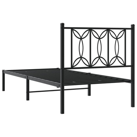 vidaXL Metal Bed Frame without Mattress with Headboard Black 90x190cm