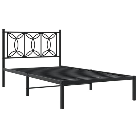 vidaXL Metal Bed Frame without Mattress with Headboard Black 107x203cm