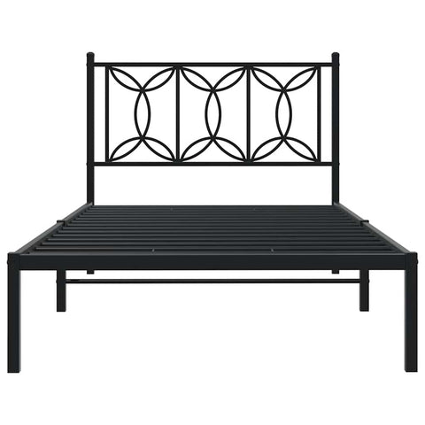 vidaXL Metal Bed Frame without Mattress with Headboard Black 107x203cm
