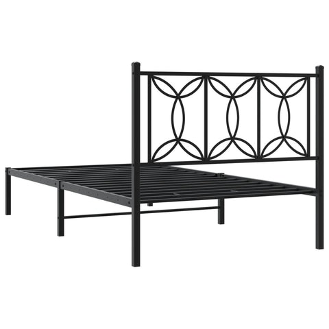 vidaXL Metal Bed Frame without Mattress with Headboard Black 107x203cm