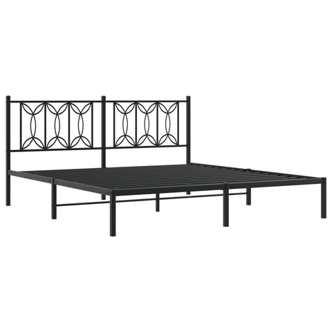 vidaXL Metal Bed Frame without Mattress with Headboard Black 180x200cm