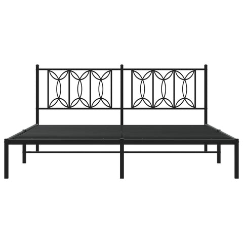 vidaXL Metal Bed Frame without Mattress with Headboard Black 180x200cm