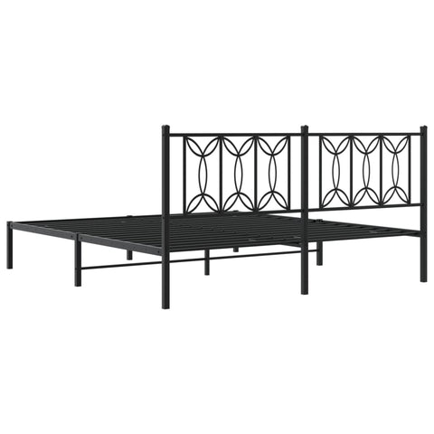 vidaXL Metal Bed Frame without Mattress with Headboard Black 180x200cm