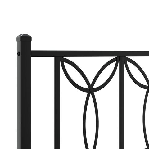 vidaXL Metal Bed Frame without Mattress with Footboard Black 135x190cm