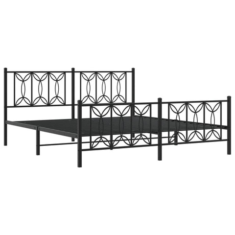 vidaXL Metal Bed Frame without Mattress with Footboard Black 180x200cm
