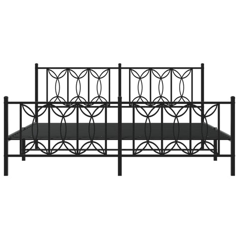 vidaXL Metal Bed Frame without Mattress with Footboard Black 180x200cm
