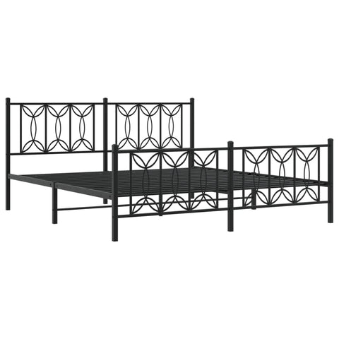 vidaXL Metal Bed Frame without Mattress with Footboard Black 183x213cm