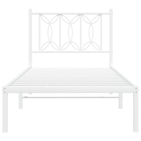 vidaXL Metal Bed Frame without Mattress with Headboard White 75x190cm