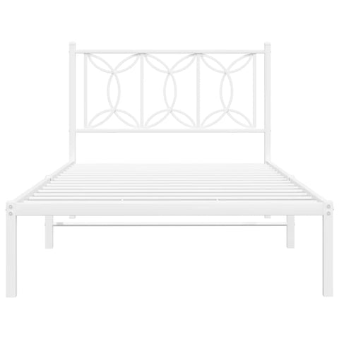 vidaXL Metal Bed Frame without Mattress with Headboard White 100x200cm