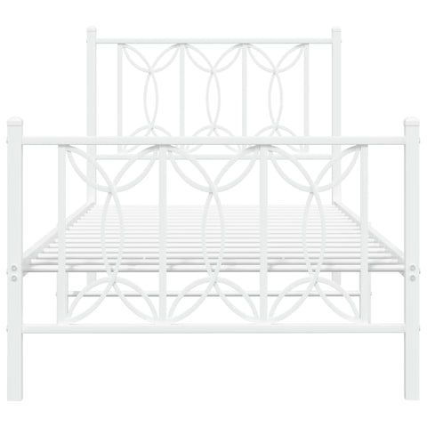 vidaXL Metal Bed Frame without Mattress with Footboard White 80x200cm