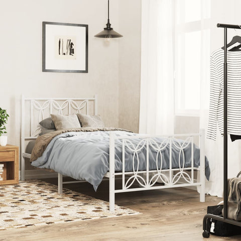 vidaXL Metal Bed Frame without Mattress with Footboard White 80x200cm
