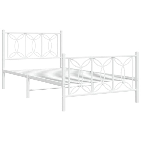 vidaXL Metal Bed Frame without Mattress with Footboard White 107x203cm