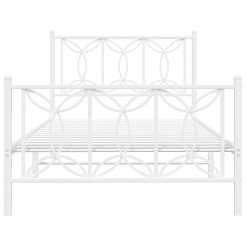 vidaXL Metal Bed Frame without Mattress with Footboard White 107x203cm