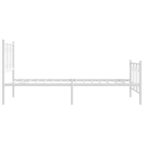 vidaXL Metal Bed Frame without Mattress with Footboard White 107x203cm