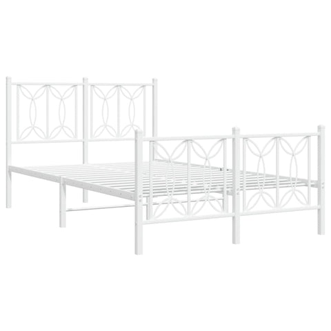 vidaXL Metal Bed Frame without Mattress with Footboard White 120x190cm