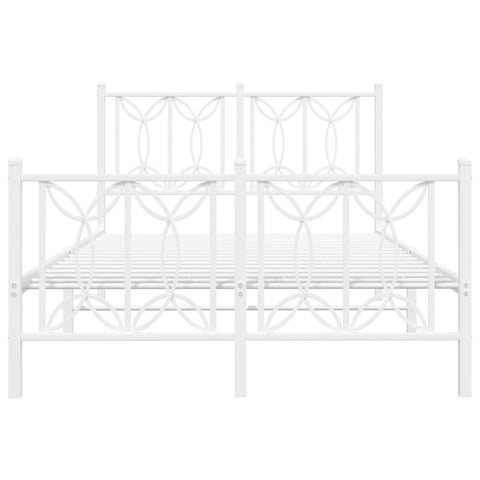 vidaXL Metal Bed Frame without Mattress with Footboard White 120x190cm