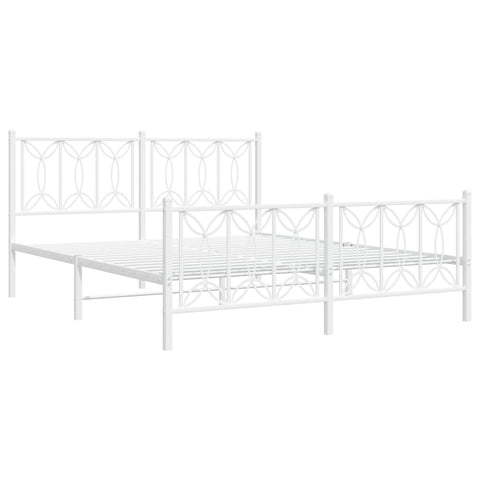 vidaXL Metal Bed Frame without Mattress with Footboard White 160x200cm