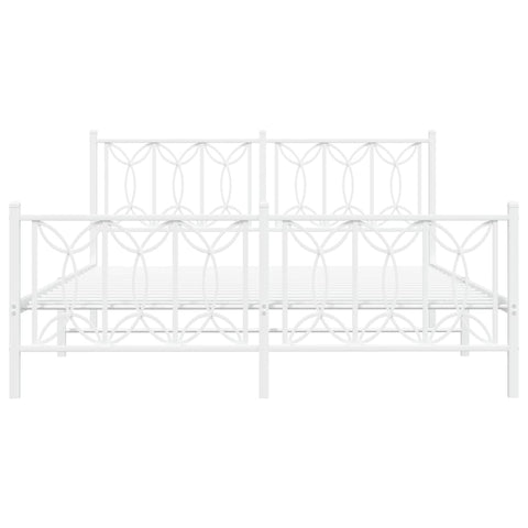 vidaXL Metal Bed Frame without Mattress with Footboard White 160x200cm