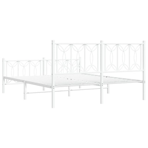 vidaXL Metal Bed Frame without Mattress with Footboard White 160x200cm