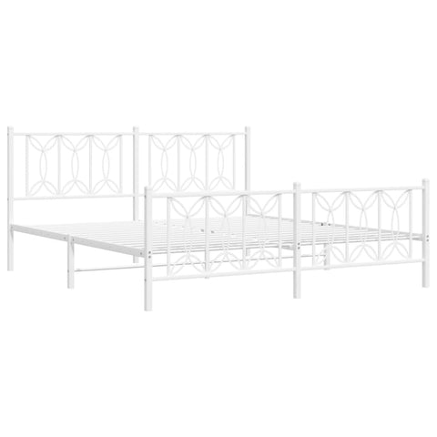 vidaXL Metal Bed Frame without Mattress with Footboard White 180x200cm