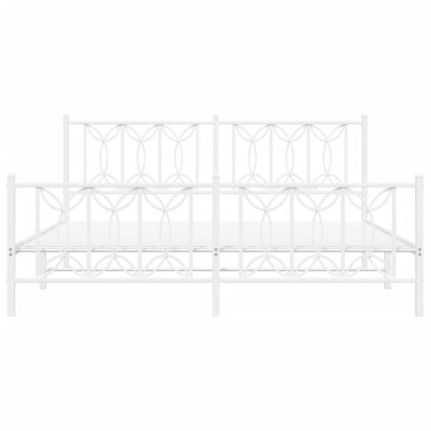 vidaXL Metal Bed Frame without Mattress with Footboard White 180x200cm