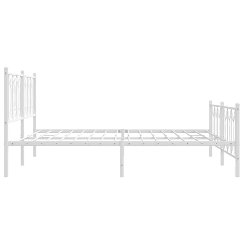 vidaXL Metal Bed Frame without Mattress with Footboard White 180x200cm