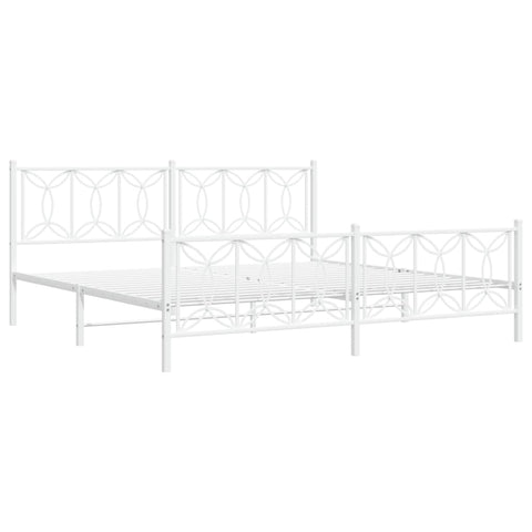 vidaXL Metal Bed Frame without Mattress with Footboard White 193x203cm