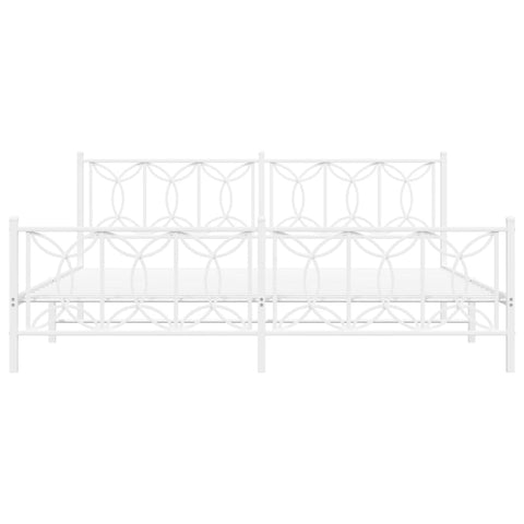 vidaXL Metal Bed Frame without Mattress with Footboard White 193x203cm