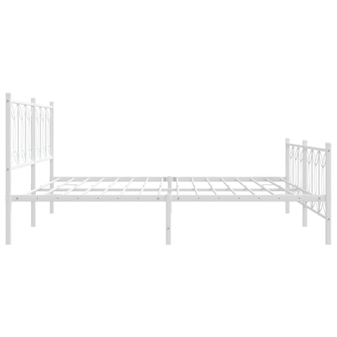 vidaXL Metal Bed Frame without Mattress with Footboard White 193x203cm