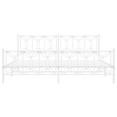 vidaXL Metal Bed Frame without Mattress with Footboard White 200x200cm