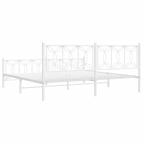 vidaXL Metal Bed Frame without Mattress with Footboard White 200x200cm