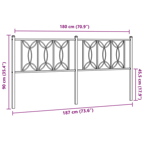 vidaXL Metal Headboard White 180 cm