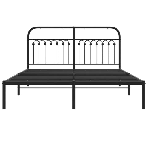 vidaXL Metal Bed Frame without Mattress with Headboard Black 150x200cm
