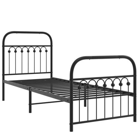 vidaXL Metal Bed Frame without Mattress with Footboard Black 75x190cm