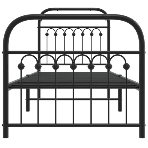 vidaXL Metal Bed Frame without Mattress with Footboard Black 75x190cm
