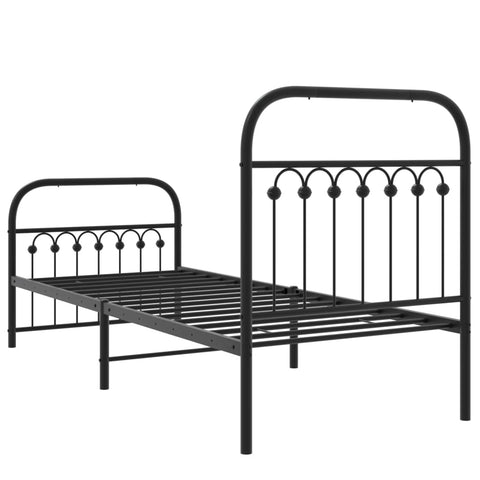 vidaXL Metal Bed Frame without Mattress with Footboard Black 75x190cm