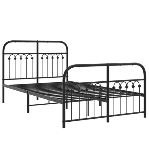 vidaXL Metal Bed Frame without Mattress with Footboard Black 120x200cm