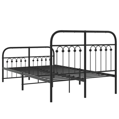 vidaXL Metal Bed Frame without Mattress with Footboard Black 120x200cm