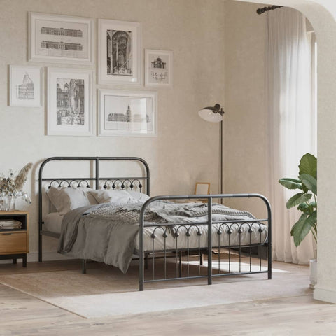 vidaXL Metal Bed Frame without Mattress with Footboard Black 120x200cm
