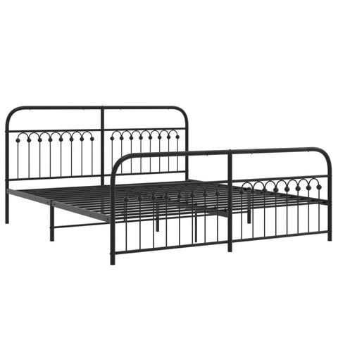 vidaXL Metal Bed Frame without Mattress with Footboard Black 183x203cm