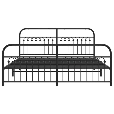 vidaXL Metal Bed Frame without Mattress with Footboard Black 183x203cm