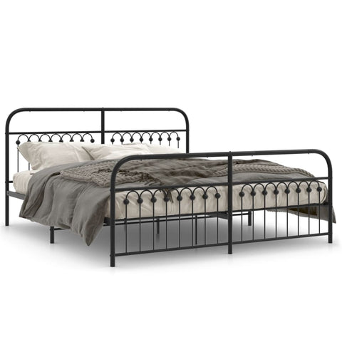 vidaXL Metal Bed Frame without Mattress with Footboard Black 183x213cm